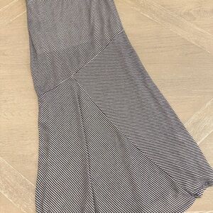 Monteau Navy and White Striped Maxi Skirt